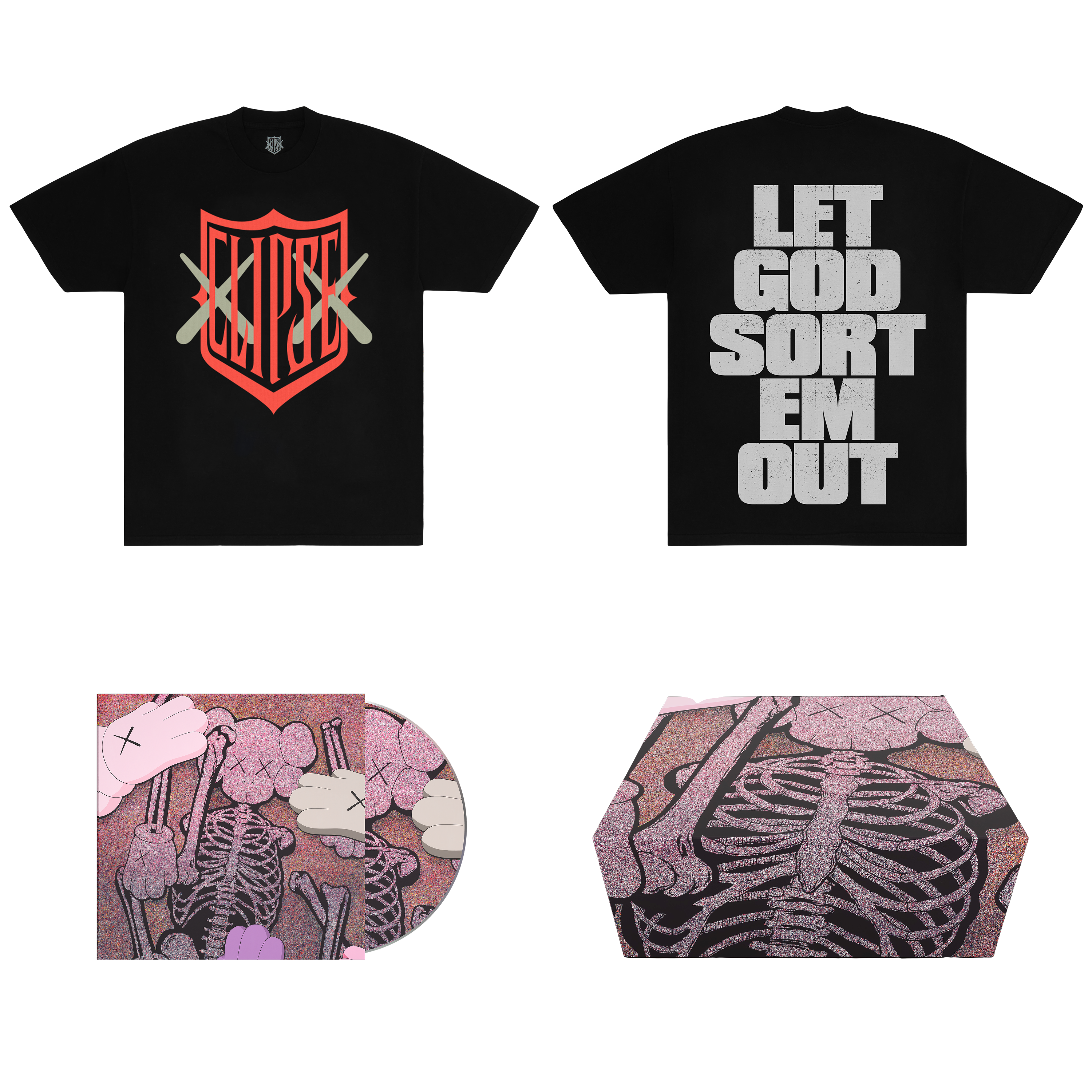 KAWS X CLIPSE LET GOD SORT EM OUT TEE BOX SET 6 – Clipse
