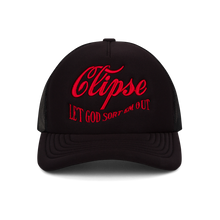 Load image into Gallery viewer, DENIM TEARS X CLIPSE TRUCKER HAT (BLACK)
