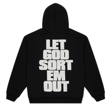 Load image into Gallery viewer, KAWS X CLIPSE LET GOD SORT EM OUT SHIELD HOODIE

