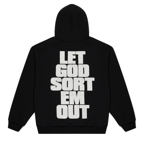 KAWS X CLIPSE LET GOD SORT EM OUT SHIELD HOODIE