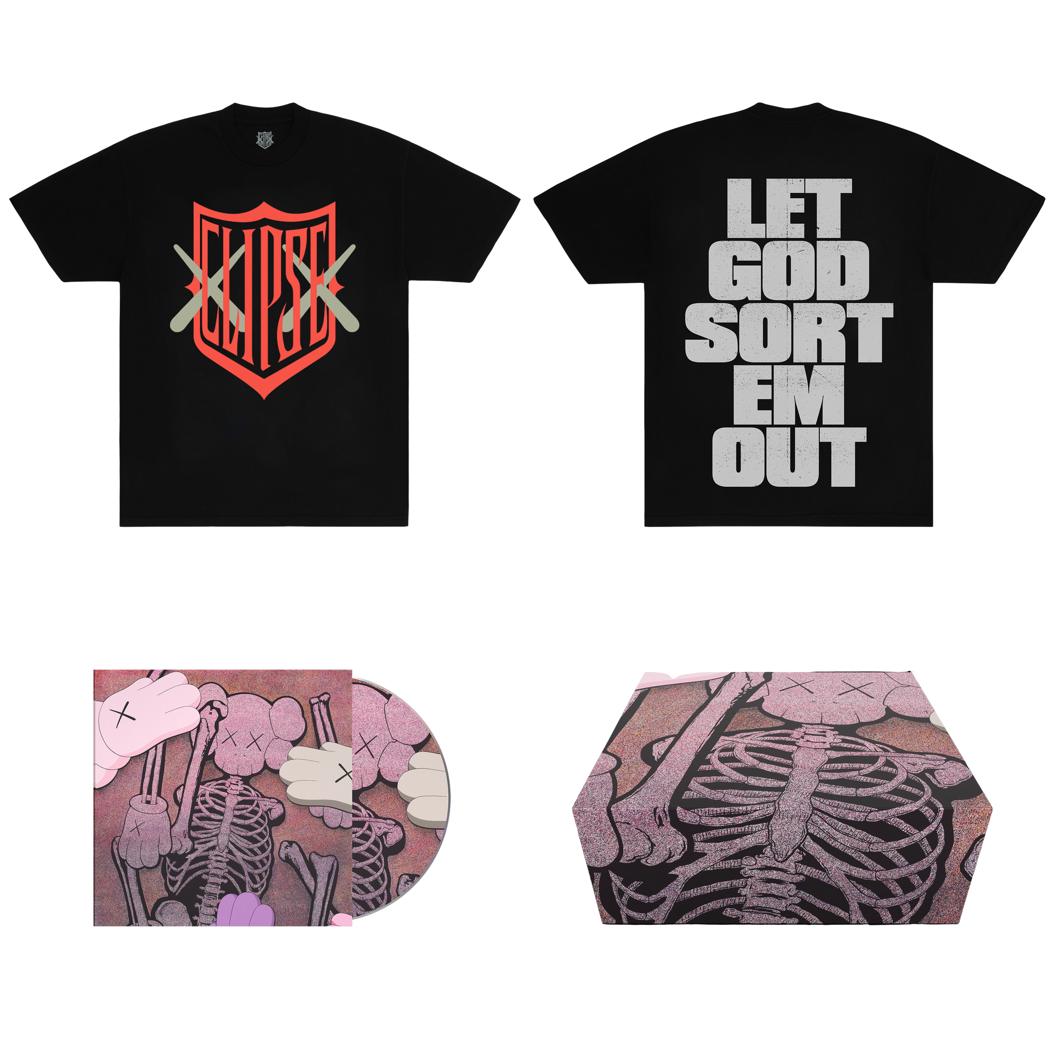 KAWS X CLIPSE LET GOD SORT EM OUT TEE BOX SET 6 – Clipse