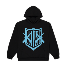 Load image into Gallery viewer, KAWS X CLIPSE SHIELD HOODIE (BLACK/BLUE)
